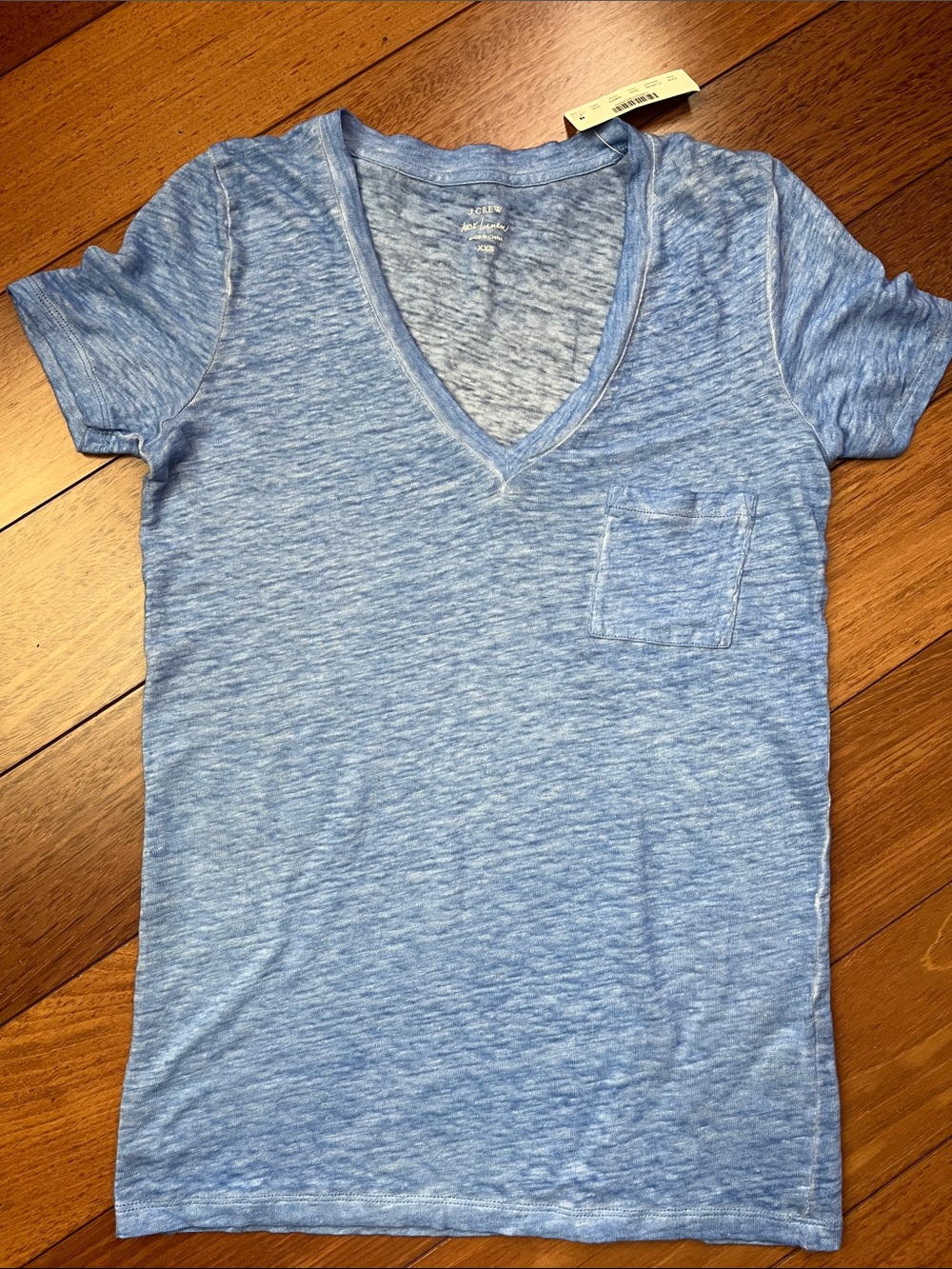 NWT J. Crew Linen Neon V Neck Tee